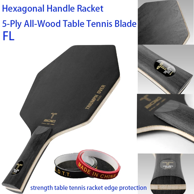 Table Tennis Grip Tape - Professionelles sechseckiges PingPong-Paddel, 5-lagig, reines Holz,